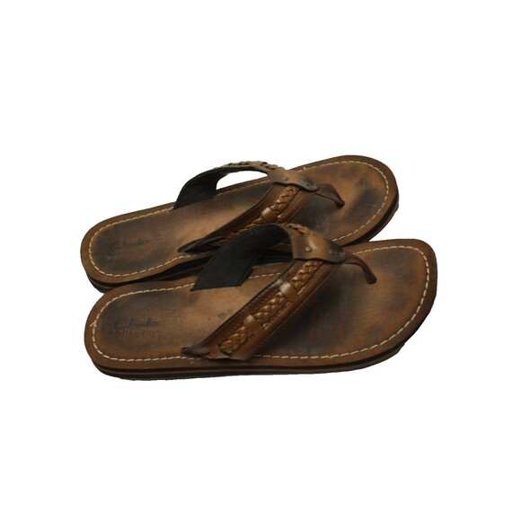 Clarks Collection Sandals Womens Sz 9 Braided Strap Flip Flops Brown - Picture 5 of 7